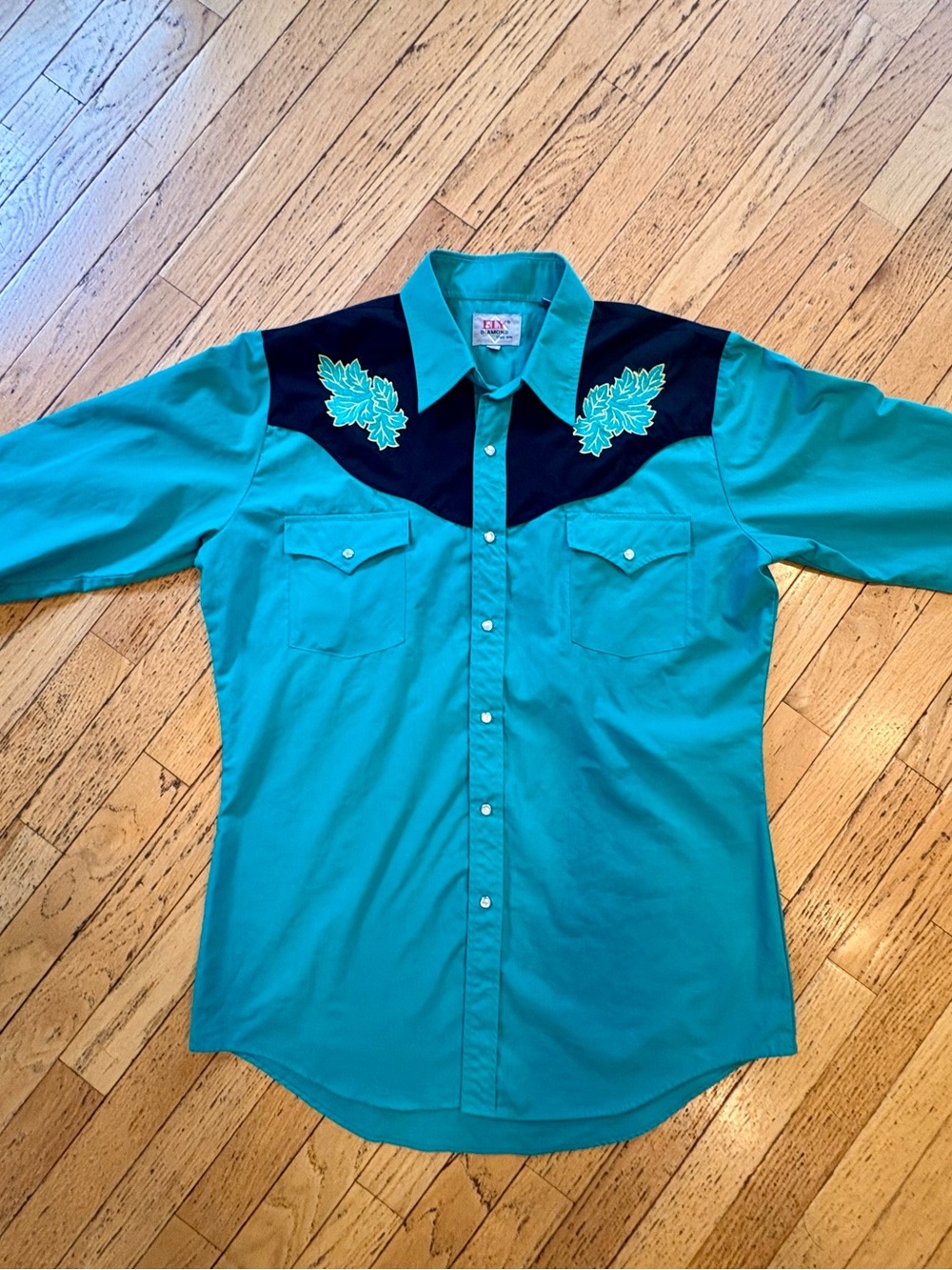 Vintage Ely Diamond Western Embroidered Pearl Snap-Front Shirt